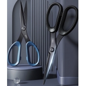 得力(deli)175mm人机造型剪刀 黑色防锈处理 办公用品 黑77790